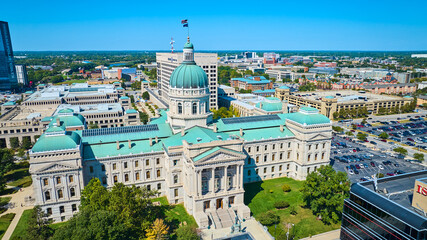 Aerial View of Indiana State Capitol and Downtown Indianapolis