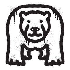 Polar bear graffiti drawn with black spray paint