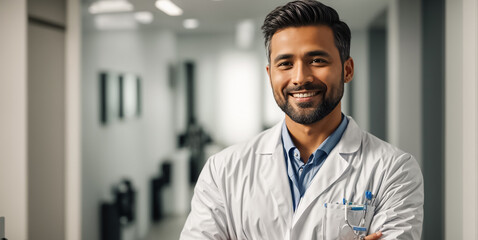 Smiling male doctor in clinic