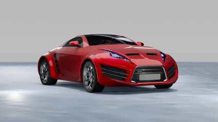 Modern unbranded red sports car - 706000976