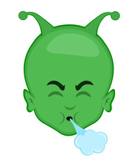 vector illustration face alien or extraterrestrial cartoon blowing air