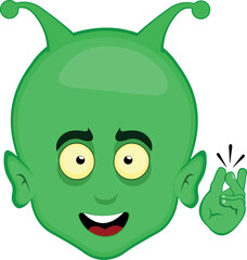 vector illustration face alien or extraterrestrial cartoon snapping fingers hand