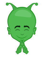 vector illustration face alien or extraterrestrial cartoon praying