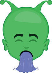 vector alien face illustration alien or extraterrestrial cartoon vomiting