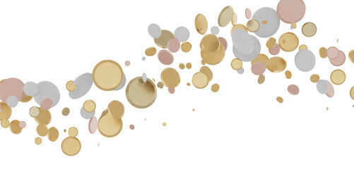 Cascading Splendor: Striking 3D Illustration Showcasing a Dazzling gold Confetti Display