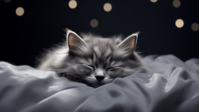 Sleep day, asleep and health problems, insomnia, soft bed time night lazy pillow comfort room, relax melatonin, woman man girl boy, moon star, banner copy space greeting card background.