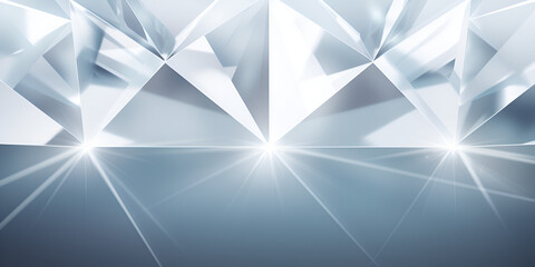  A Captivating Symphony of Elegance and Modernity in White Crystal Background, Adorned with Mesmerizing Triangles, Diamond Accents, and Sleek Geometric Elements generative AI