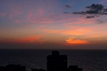 Beautiful colorful sunset with ocean view in Cartagena, Bolivar, Colombia