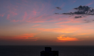 Beautiful colorful sunset with ocean view in Cartagena, Bolivar, Colombia