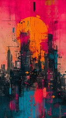 Abstract Urban Sunset in Vibrant Hues