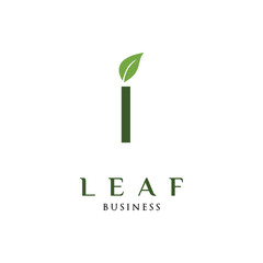Fototapeta na wymiar Initial Letter I Leaf Icon Logo Design Template