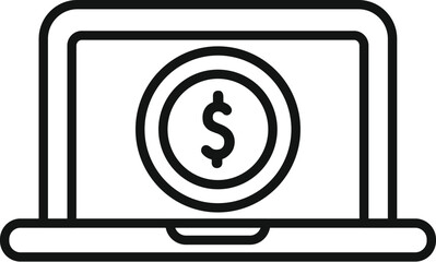 Laptop money online credit icon outline vector. Support finance. Law grant