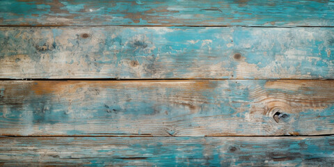 The background is in the grunge style. Peeling paint on an old wooden floor,top view,brown and blue tinting,banner,base,background,wallpaper,copy space