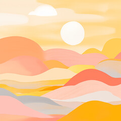 Fototapeta na wymiar Colorful Kitsch Pink Yellow Sunset Background