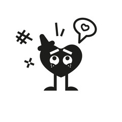 Romantic heart, composition the heart thinks. A loving heart for February 14, Valentine's Day and March 8. Postcard for the holiday. Vector Illustration.