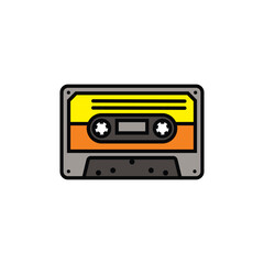 Original vector illustration. The contour icon of a retro audio cassette.