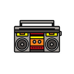Original vector illustration. The outline icon of a portable stereo recorder. A boombox. A design element.