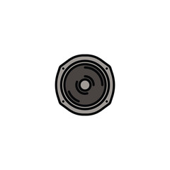 Original vector illustration. The contour icon of the speaker from the music column. A design element.