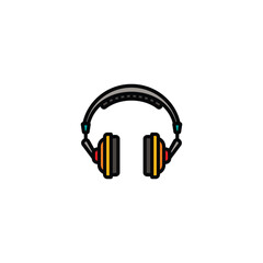 Original vector illustration. The outline icon of large wireless headphones. A design element.
