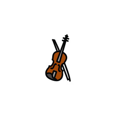 Original vector illustration. A contour icon. A bowed musical instrument. Violin. A design element.
