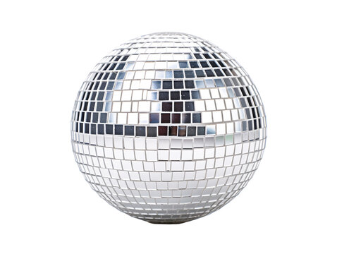 a silver disco ball with a white background