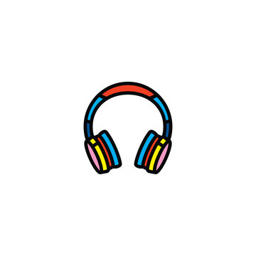 Original vector illustration. The outline icon of large wireless headphones. A design element.