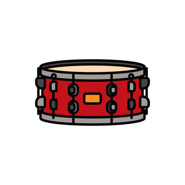 Original vector illustration. A contour snare drum icon. A design element.
