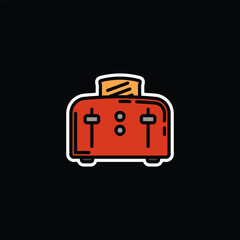 Original vector illustration. A contour icon. An electric appliance designed for fast toasting of flat pieces of bread. The toaster. A design element.