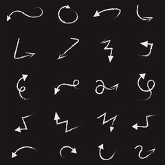 Collection of hand drawn arrow doodles. Scribble arrows, vector illustration