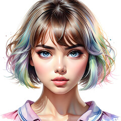 Fototapeta premium Striking Elegance Unveiled: A Captivating Showcase of Diverse Hairstyles Adorning Beautiful Women.(Generative AI)
