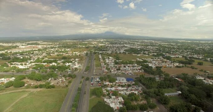 Aerial view of the city of Villa de Alvarez in Colima, Mexico.
