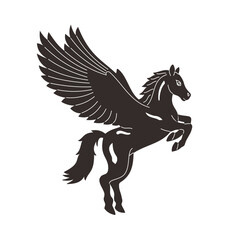 flying Horse ilustration silhouette vector style with transparent background	