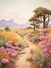 Botanical Field Painting: Radiant Desert Landscape Prints