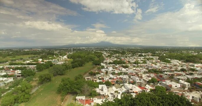 Aerial view of the city of Villa de Alvarez in Colima, Mexico.