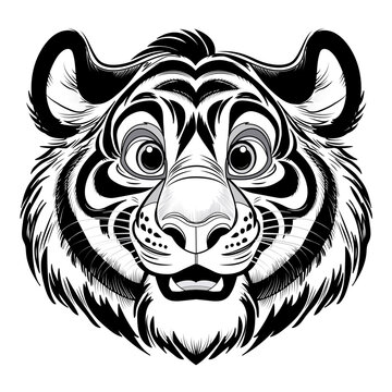 Vector illustration of a tiger head on white background, illustrazione vettoriale di testa di tigre su sfondo bianco