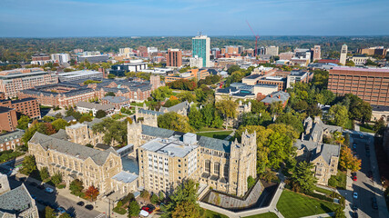 Aerial University of Michigan Campus with Historic and Modern Buildings