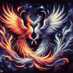 Twin flame couple. Soulmates. The concept of magical, esoteric, tantric, spiritual love. Connection between souls. Illustration for websites and much more. Created using generative ai tools.