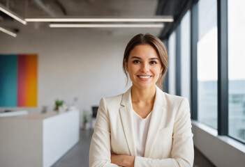Portrait of confident businesswoman in office looking at camera