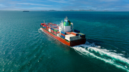 global business transportation, cargo logistic container ship sailing in sea  import export goods...