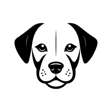 flat design dog head vintage logo line art concept hand drawn illustration isolated