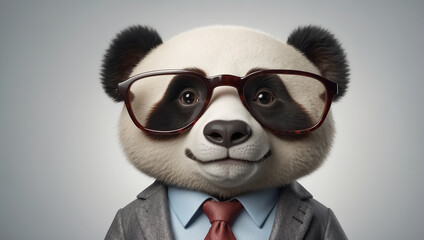 Cute panda with glasses, boss in a business