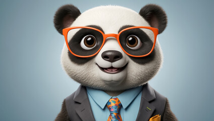 Cute panda with glasses, boss in a business funny