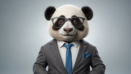 Cute panda with glasses, boss in a business idea