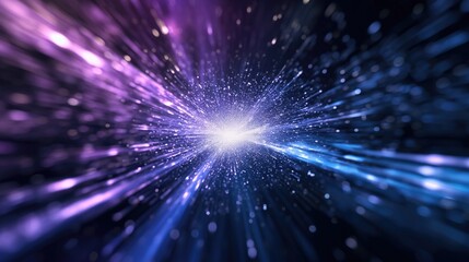 Purple space warp effect background. Speed of light in galaxy. Explosion in universe.