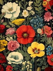 Vintage Florals: Captivating Wildflower Blooms - Vintage Art Print for Floral Wall Art