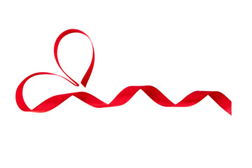 Red heart shaped satin ribbon isolated transparent png. Saint Valentine's Day symbol of love,...