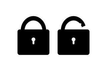 Closed padlock and open padlock – Set of security or privacy padlock icons for platforms