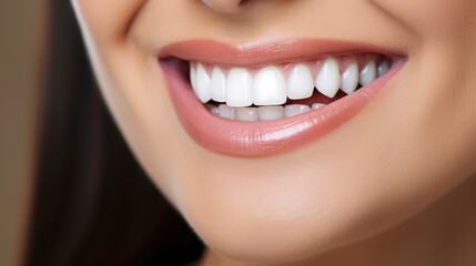 Fototapeta premium Close-up of woman's teeth after they have been whitened