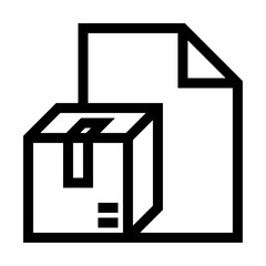 Icono de detalles del paquete. Información del envío, descripción, hoja de detalles. Ilustración vectorial