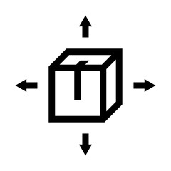 Icono de distribución de paquetes. Logística, desplazamiento de la caja. Ilustración vectorial